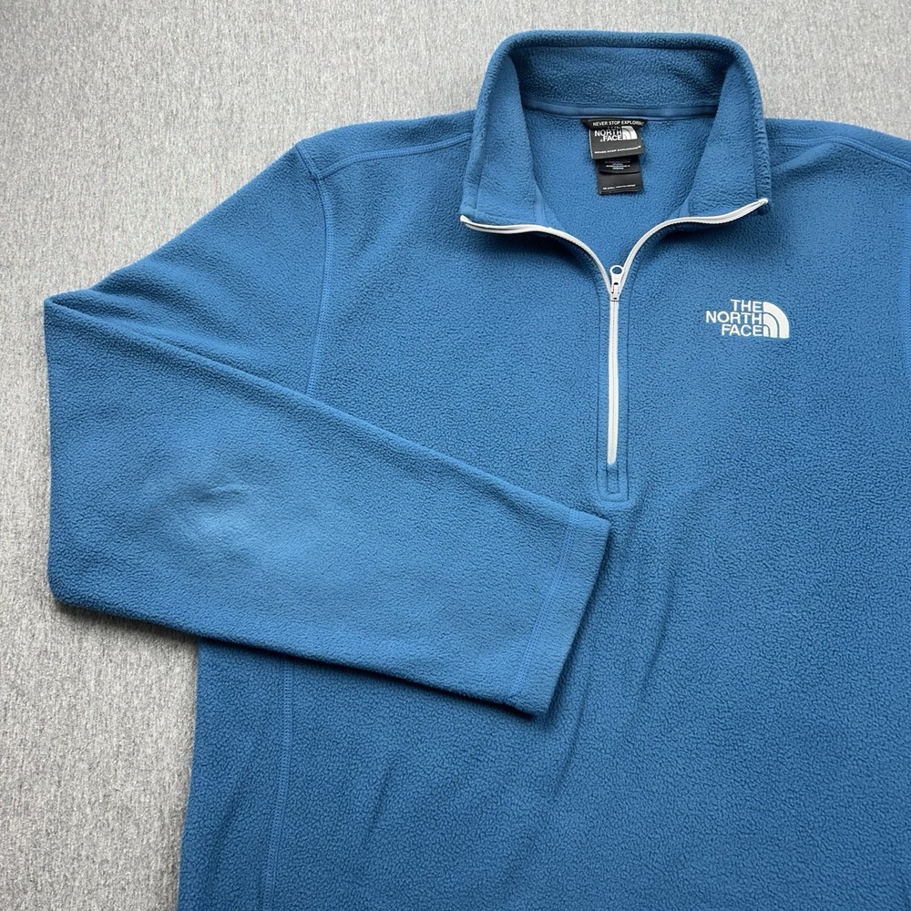 The North Face 1/4 Zip Pullover Men's Medium Fleece Blue Lightweight‎